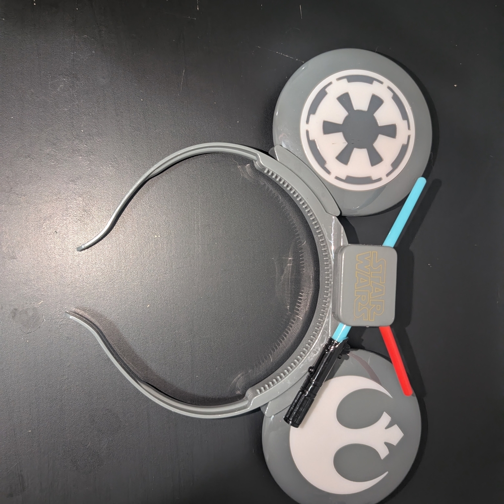 Star Wars Gray Headband Ears with Red and Blue Lightsaber Accents